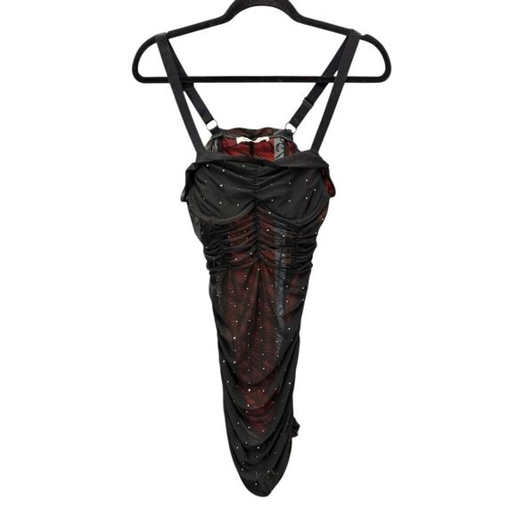 Danielle Guizio Lynx Embellished Mesh Dress XS Jennie Blackpink Mini crystal - Picture 6 of 13